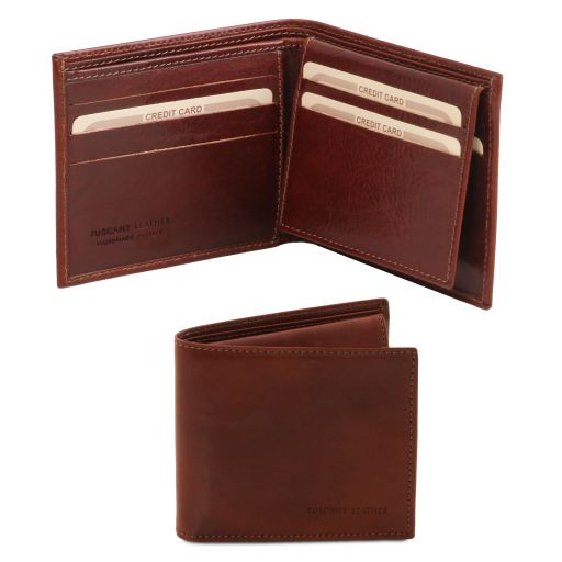 Exklusive Herren Brieftasche aus Leder mit 3 Scheinfächern und Ausweisfach Braun TL141353