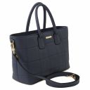 TL Bag Handtasche aus Weichem Leder im Steppdesign Dunkelblau TL142124