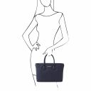 TL Bag Handtasche aus Weichem Leder im Steppdesign Dunkelblau TL142124