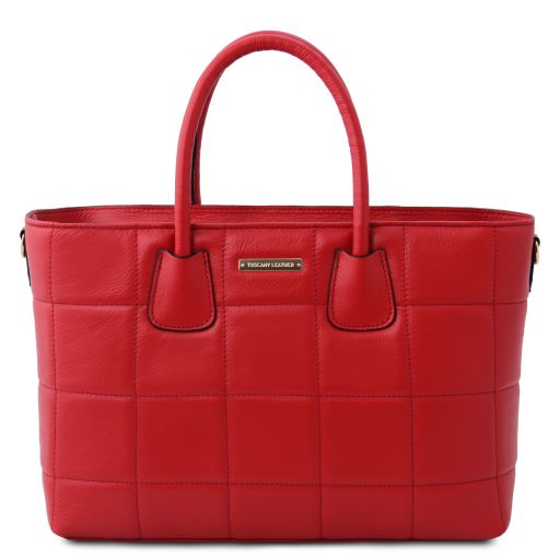 TL Bag Handtasche aus Weichem Leder im Steppdesign Lipstick Rot TL142124