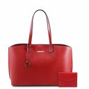 Pantelleria Borsa Shopping in Pelle e Portafoglio in Pelle 3 Ante con Portaspiccioli Rosso Lipstick TL142157