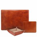 Premium Office Set Carpeta Para Escritorio, Alfombrilla y Vaciabolsillos en Piel Miel TL142088
