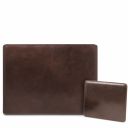 Office Set Leather Desk pad With Inner Compartment and Mouse pad Dark Brown TL142161