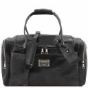 TL Voyager Reisetasche aus Leder mit 2 Reissverschluss - Seitentaschen Schwarz TL142141