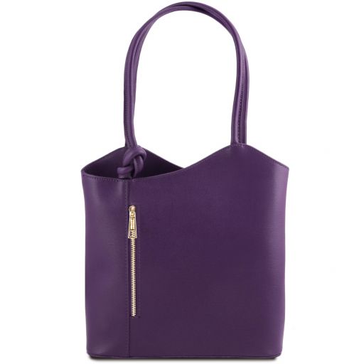 Patty Saffiano Leather Convertible Backpack Shoulderbag Purple TL141455
