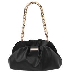 TL Bag Soft leather clutch with chain strap Black TL142184