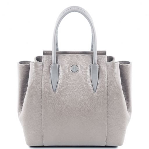 Tulipan Leather Handbag Light grey TL141727