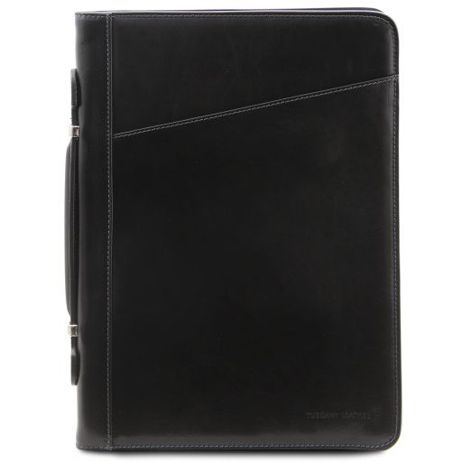 Claudio Exclusive Leather Document Case With Handle Black TL141208