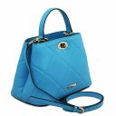 TL Bag Handtasche aus Weichem Leder im Steppdesign Himmelblau TL142132