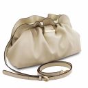 TL Bag Soft Leather Clutch With Chain Strap Beige TL142184