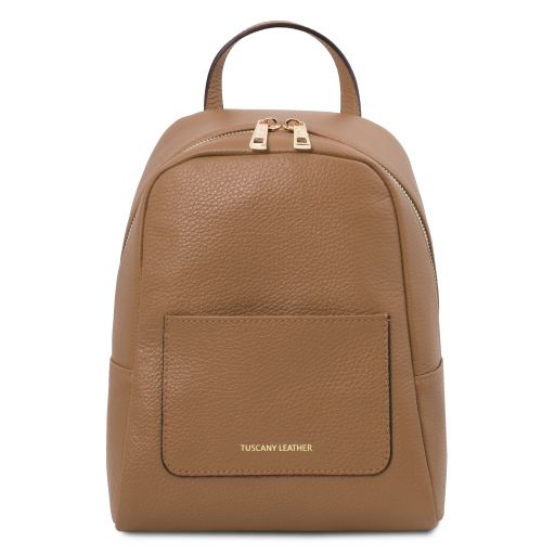 TL Bag Small Soft Leather Backpack for Women Taupe TL142052