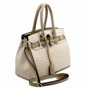 TL Bag Borsa a Mano in Pelle Stampata Effetto Struzzo Beige TL142120