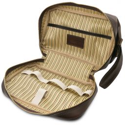 Jacob Trousse de Toilette en Cuir Marron foncé TL142204