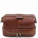 Colombo Weekend Reisetasche aus Leder und Reise Kulturtasche aus Leder Braun TL142235