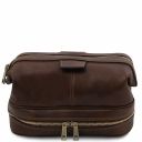 Colombo Leather Travel Duffle bag and Leather Toilet bag Dark Brown TL142235