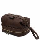Colombo Leather Travel Duffle bag and Leather Toilet bag Dark Brown TL142235