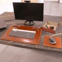 Premium Office Set Schreibtischunterlage, Mauspad und Schale aus Leder Honig TL142088