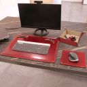 Premium Office Set Sottomano da Scrivania, Tappetino per Mouse e Vuotatasche in Pelle Rosso TL142088