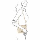 TL Bag Beuteltasche aus Weichem Leder im Steppdesign Beige TL142220