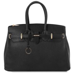 TL Bag Leather Handbag With Golden Hardware Black TL141529