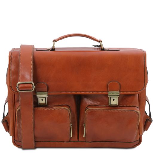 Ventimiglia Leather Multi Compartment TL SMART Briefcase With Front Pockets Мед TL142069