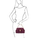 Lara Soft Leather Clutch With Chain Strap Plum TL142246