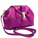 Lara Metallic Soft Leather Clutch With Chain Strap Fuchsia TL142247