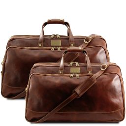 Bora Bora Leather Trolley Travel set Brown TL3072