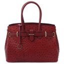 TL Bag Handtasche aus Leder mit Strauß-Prägung Rot TL142120
