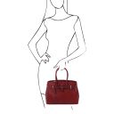 TL Bag Handtasche aus Leder mit Strauß-Prägung Rot TL142120