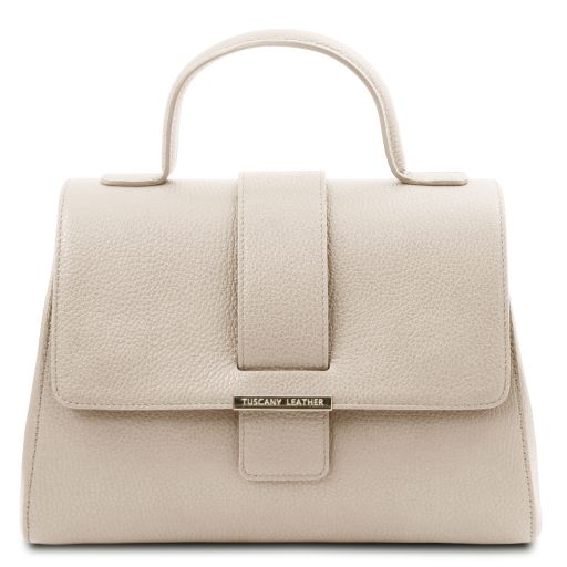 TL Bag Leather Handbag Beige TL142156