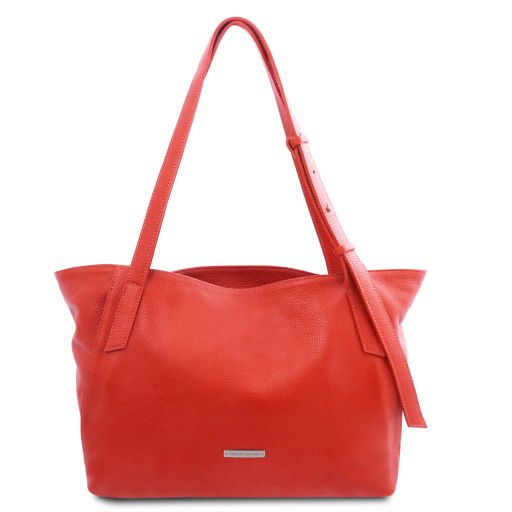 TL Bag Bolso Shopping en Piel Suave Rojo Coral TL142230