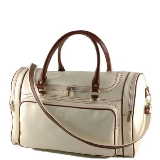 Prague Travel Leather bag - Yachting Line White TL1048YL