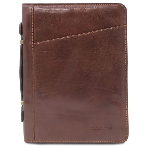 Claudio Exclusive Leather Document Case With Handle Brown TL141208