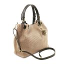 TL KeyLuck Woven Printed Leather Shopping bag Beige TL141573