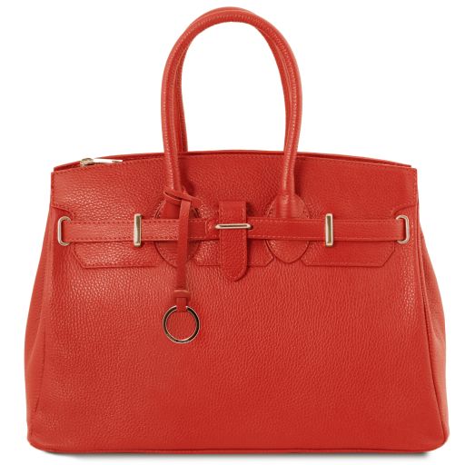 TL Bag Leather Handbag With Golden Hardware Coral TL141529