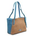 TL Bag Bolso Shopping en Piel Suave Efecto Paja Azul celeste TL142279