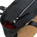 TL Bag Soft Leather Straw Effect Shopping bag Black TL142279