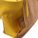 TL Bag Shopping Tasche aus Weichem Leder mit Stroheffekt Gelb TL142279