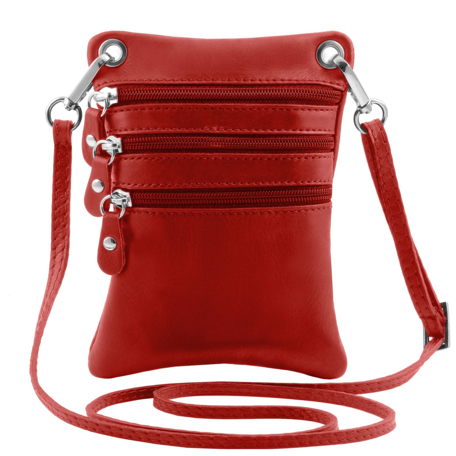 TL Bag Mini Schultertasche aus Weichem Leder Rot TL140511