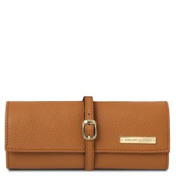 Trousse à Bijoux en Cuir Souple Cognac TL142193