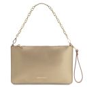 TL Bag Clutch aus Leder mit Schulterkette Gold TL142099