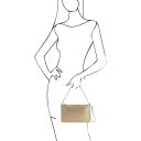 TL Bag Clutch aus Leder mit Schulterkette Gold TL142099