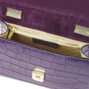 Afrodite Croc Print Leather Handbag Purple TL142300