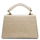 Afrodite Croc Print Leather Handbag Beige TL142300
