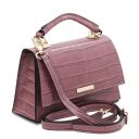 Afrodite Croc Print Leather Handbag Dusty Rose TL142300