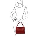 TL Bag Schultertasche aus Weichem Leder Rot TL142292