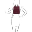 TL Bag Petite sac à dos en Cuir Pour Femme Bordeaux TL142092