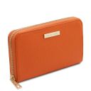 Eris Exklusive Damenbrieftasche aus Leder mit Rundum-Reißverschluss Orange TL142318