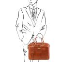 Pisa Leather Laptop Briefcase With Front Pocket Honey TL141660